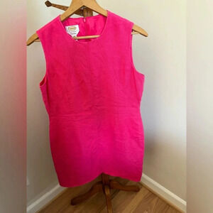 Talbots size 16 petite Irish linen hot pink shift dress